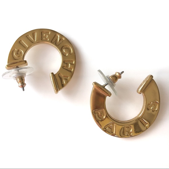 Givenchy Jewelry - Givenchy Earrings Gold Plated Spellout Logo Hoop